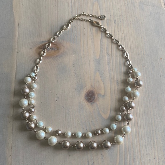 NAPIER 2 tier faux pearl gold plated necklace - Picture 2 of 7